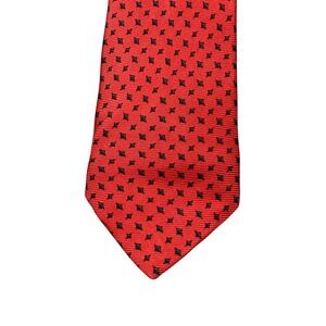 Kiton Napoli Red Silk Geometric Diamond Pattern Men Tie Italy Luxury 3.75 Width